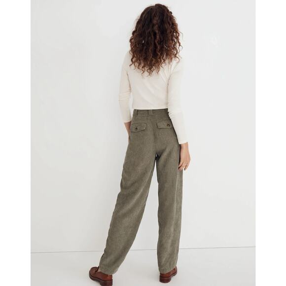Madewell Corduroy High Rise Tapered Pants Distant Surplus Green Women's Size 6 - Picture 11 of 15